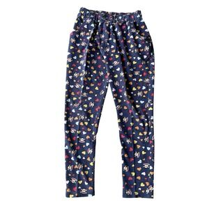 Paul Frank Pajama Pants Womens L Vtg Y2k Monkey Blue AOP Hearts Lounge Pockets